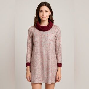 𝅺maeve Anthropologie Red Blue Mock/turtle neck Long Sleeve sweater Dress